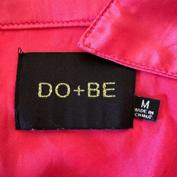 DO + BE | Pink Satin Tie Waist Short Sleeve Shirt Party Dress Draped Mini Medium - Picture 8 of 8
